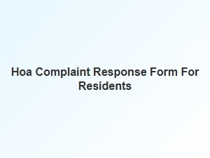 Hoa Complaint Response Form for Residents